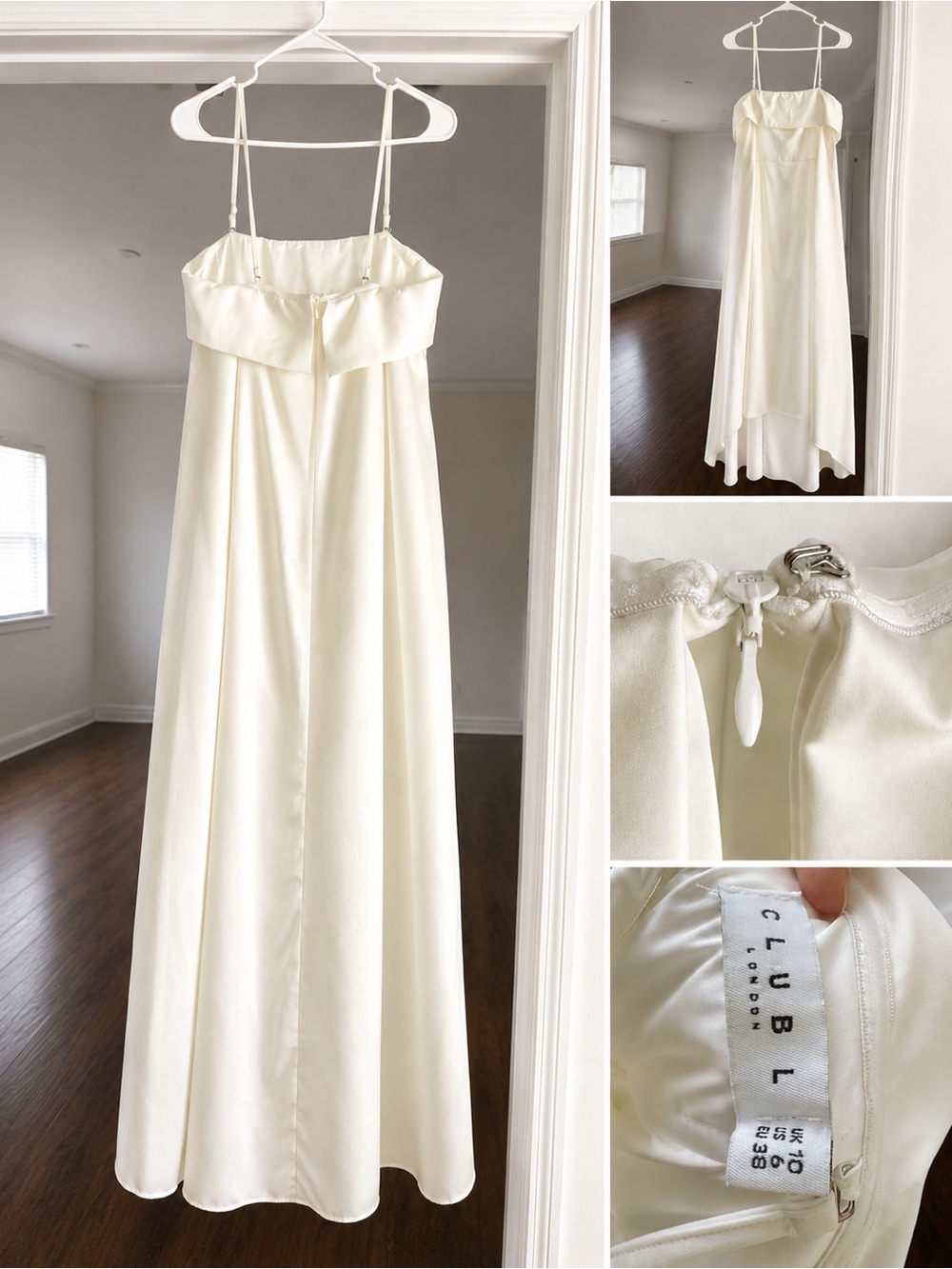 Save The Date | Cream Bandeau Midi Dress With Train